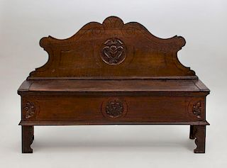 Continental Baroque Style Stained Walnut Hall Bench