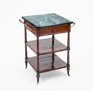 Victorian Brass-Mounted Mahogany and Marble Wash Stand
