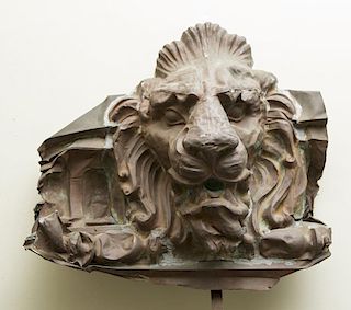 Architectural Cornice Detail in the Form of a Copper Lion-Head