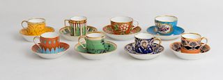 Eight English, Paris, Sèvres and Vienna Porcelain Teacups and Saucers