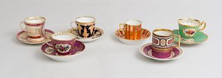 Six French, English, and Vienna Porcelain Teacups and Saucers