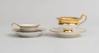Gray-Ground Porcelain Teacup and Saucer and a Paris Teacup and Saucer
