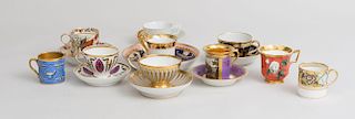 Ten Porcelain Teacups, Seven Saucers and a Plate
