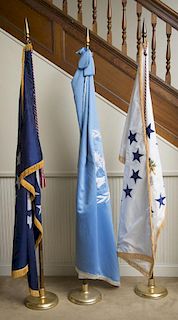 United Nations Flag and Two Flags bearing the Great Seal of the United States