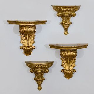 Two Pairs of Giltwood Wall Brackets