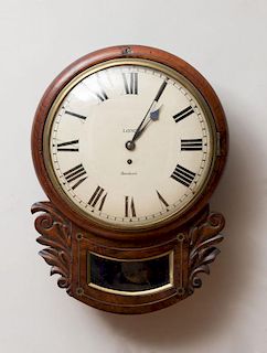 Regency Brass-Inlaid Mahogany Wall Clock