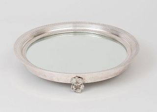 Small Circular Silver-Plated and Mirrored Plateau and a Large Art Nouveau Silver-Plated and Mirrored Plateau