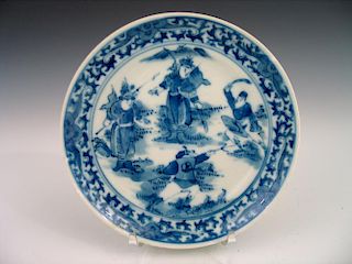 Chinese blue and white porcelain dish, Kangxi mark.