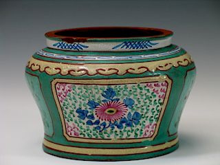 Chinese enameled Yixing Jar