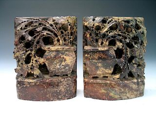 Pair of Chinese Soapstone Book Enders.