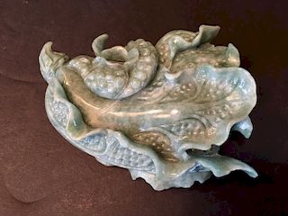 A Fine Chinese Green Jade Cabbage, 6" L x 4" W x 2 1/2" Thick