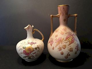 ANTIQUE Crown Derby vase and Crown Chelsea Urn. 19th C. 7 1/2" - 10 1/4" high