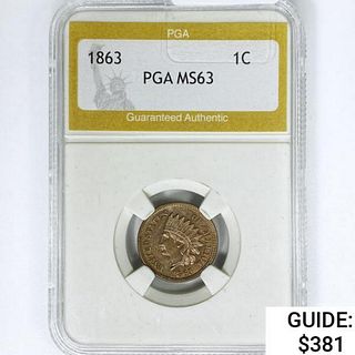 1863 Indian Head Cent PGA MS63 