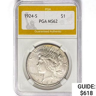 1924-S Silver Peace Dollar PGA MS62 