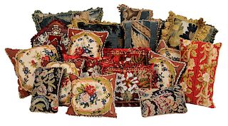 Group of Nineteen Tapestry Pillows