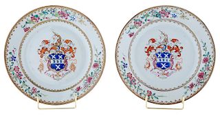 Pair Chinese Porcelain Armorial Plates
