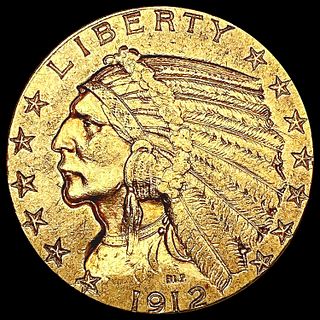 1912 $5 Gold Half Eagle LIGHTLY CIRCULATED