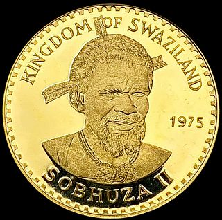 1975 Swaziland .1247oz Gold 50 Emalangeni GEM PROO