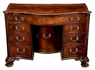George III Figured Mahogany Bureau Dressing Table