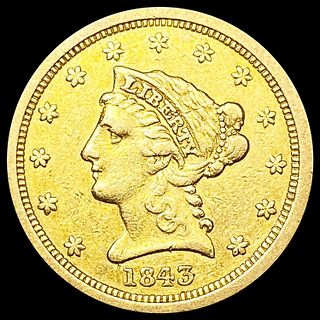 1843-O $2.50 Gold Quarter Eagle NEARLY UNCIRCULATE