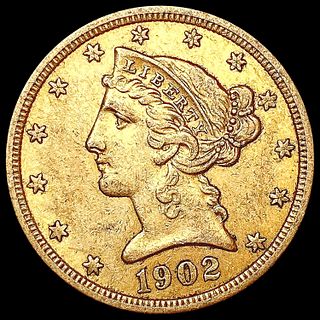 1902-S $5 Gold Half Eagle CLOSELY UNCIRCULATED
