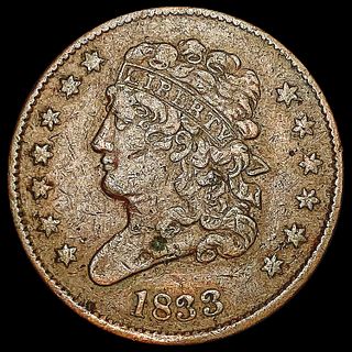 1833 Classic Head Half Cent LIGHTLY CIRCULATED