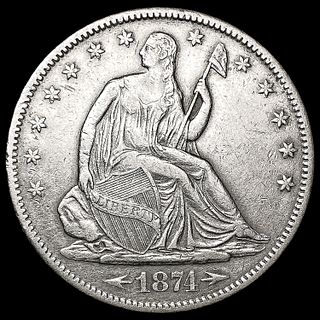 1874-S Arws Seated Liberty Half Dollar CLOSELY UNC