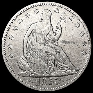 1853 Arws & Rays Seated Liberty Half Dollar CLOSEL