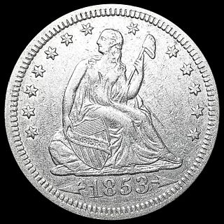 1853 Arws & Rays Seated Liberty Quarter CLOSELY UN