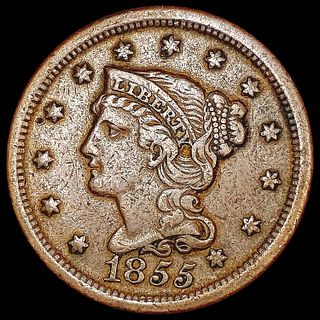 1855 Braided Hair Large Cent CLOSELY UNCIRCULATED
