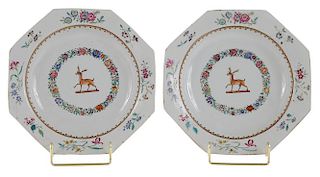 Pair Chinese Export Porcelain Soup Plates
