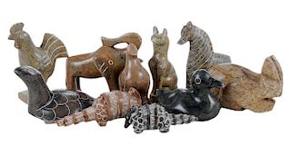 Group of Twenty Four Carved Stone Animals