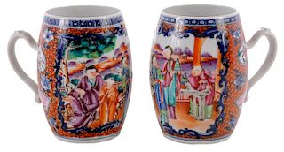 Two Export Porcelain Mandarin Canns