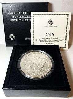 2010-P ATB Wyoming "Yellowstone" 5 ozt .999 Silver OGP