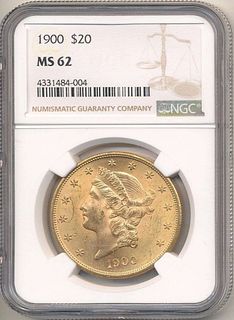 1900 Gold $20 Liberty Head NGC MS62