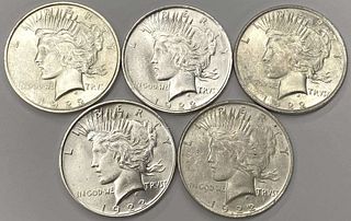 (5) 1922 Peace Silver Dollar MS63