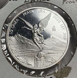 Rare 2020 Mexican Libertad Proof 1/2 ozt .999 Silver