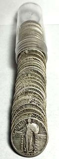 Roll (40-coins) Standing Liberty Quarters 90% Silver With Dates Nice
