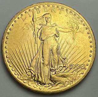 Last Minute! 1908 Gold $20 Saint Gaudens MS63