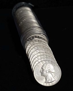Roll (40-coins) 1964-D Washington 90% Silver Quarters BU 
