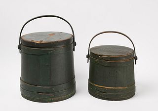 Two Firkins with Green Paint