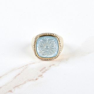 Aquamarine, Diamond and 18K Ring