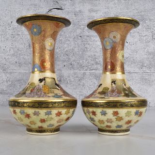 Pair of 19th C. Japanese Satsuma Vases