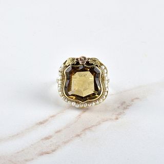 Citrine, Pearl and 14K Ring