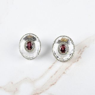 Tourmaline, Diamond and Crystal Earrings
