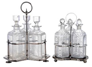 Two Silver-Plate Decanter Sets