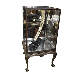 Large Vintage Four Sided Glass Display Cabinet