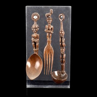 African Wood Carved Utensils