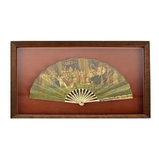 Early 20th C. Victorian Fan in Shadowbox Frame