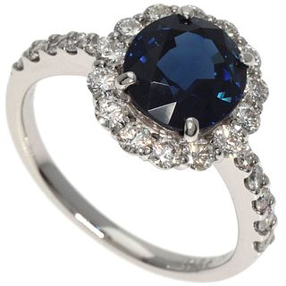 SAPPHIRE VIVID TO DEEP BLUE DIAMOND RING PLATINUM